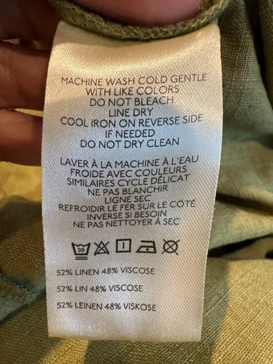 Free People Green Linen Blend Jumpsuit XL Baggy Cargo Pockets Relaxed Lagenlook - Picture 4 of 10